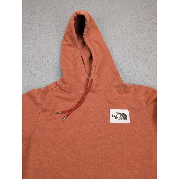 The North Face Hoodie Mens Medium Rust Orange Pullover Logo Fleece Sweatshirt - Picture 3 of 11